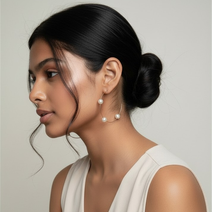 Argola Grande Pérolas Banhada a Ouro 24K