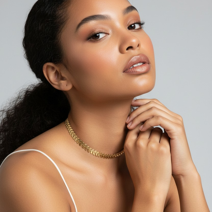 Choker Dourada Seta banhada a Ouro 24K
